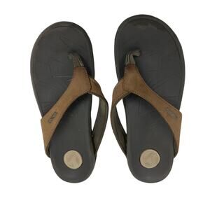Vionic Flip Flops Thong Sandals Mens 9 ? Brown Arch Support Vibram Out Sole